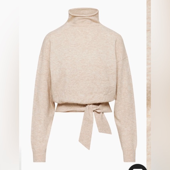 Aritzia Sweaters - Aritzia Wilfred Lorin Cream Tie Knit Turtleneck Casual Sweater Cottagecore Sz S